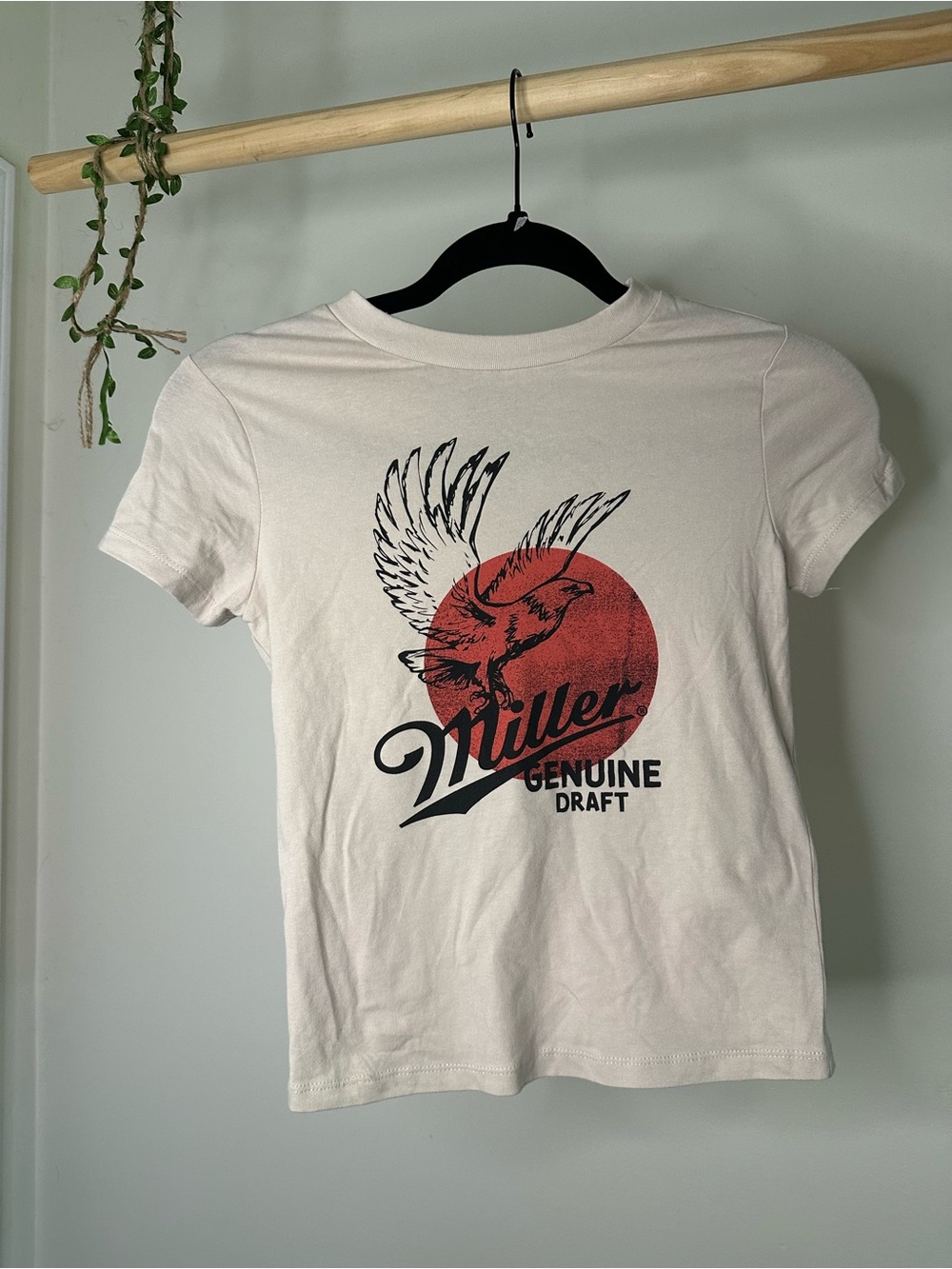 Women’s XXS | Miller Genuine Draft Beer Eagle Graphic Baby Tee Shirt